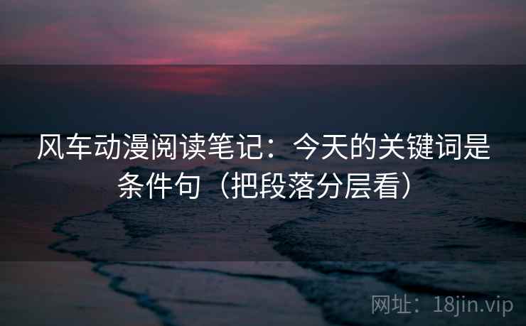 风车动漫阅读笔记：今天的关键词是条件句（把段落分层看）